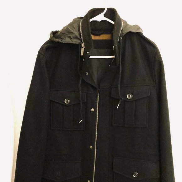 NWOT MEN'S PERRY ELLIS WOOL BLEND BLACK COAT